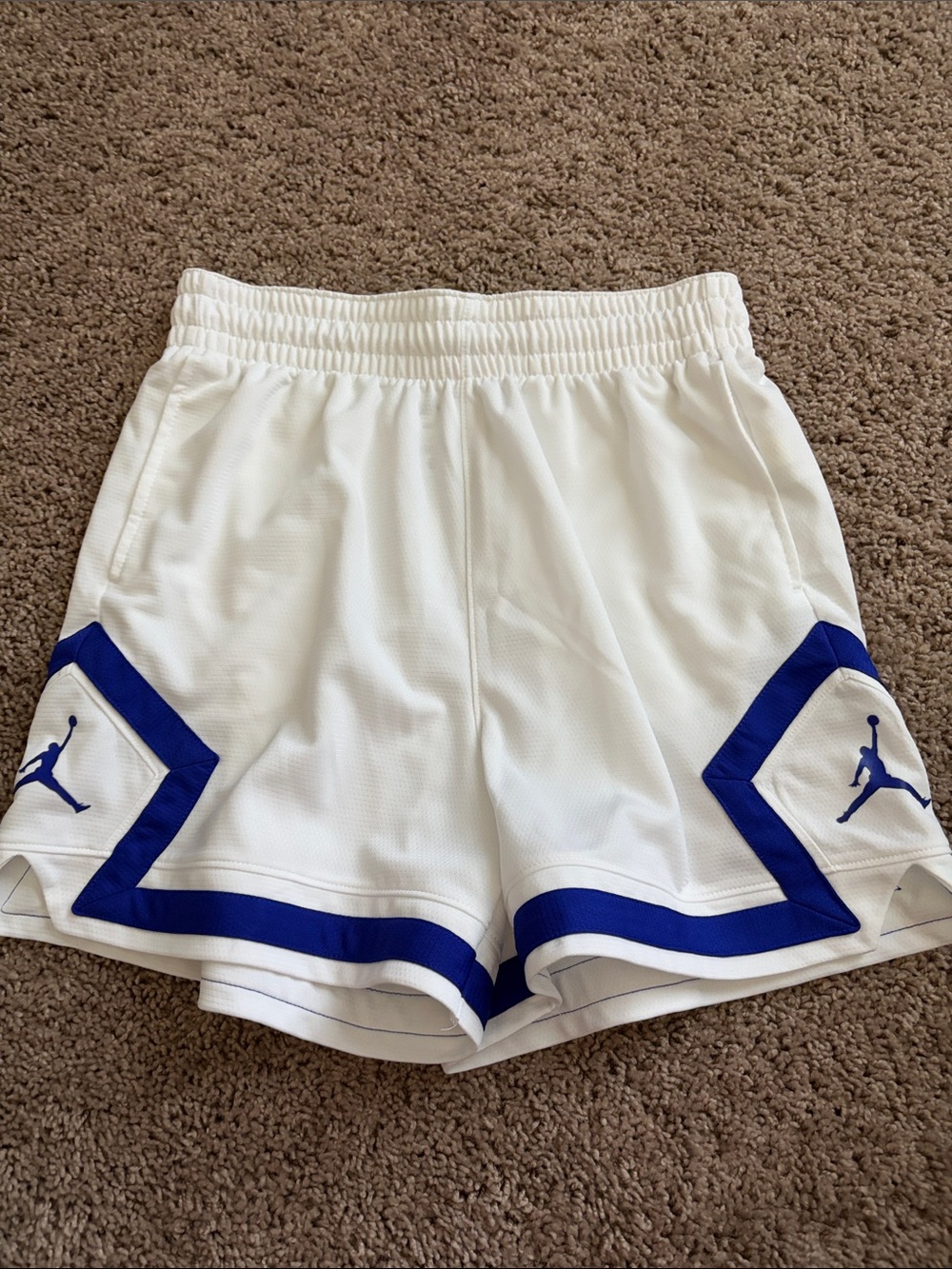 Nike Women's White Jordan Shortswith Royal Blue Trim